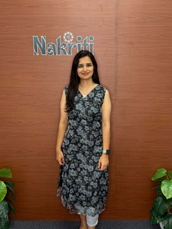 Organza floral print kurti