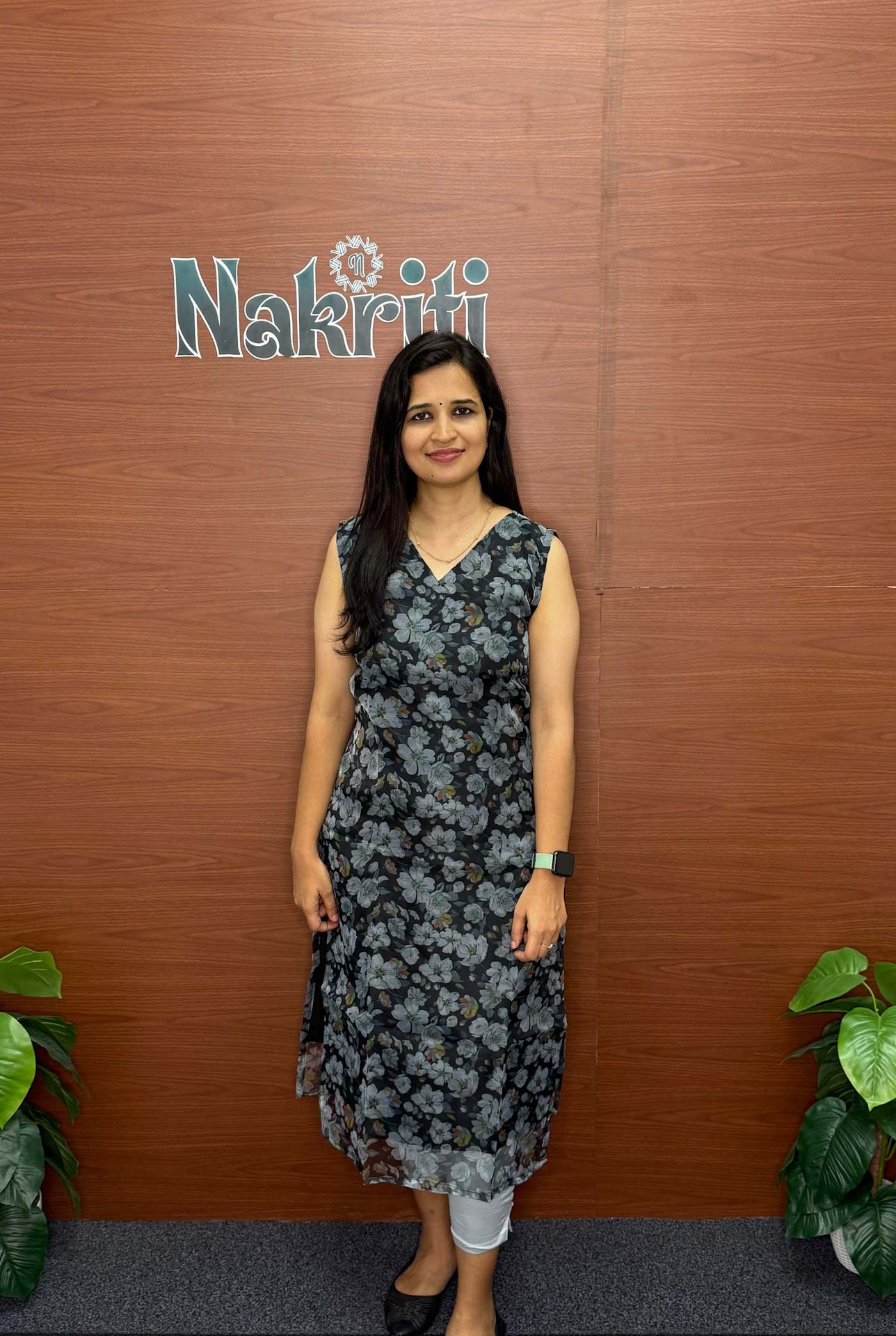 Organza floral print kurti