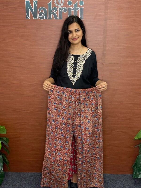 Kantha stitch cotton palazzo pants