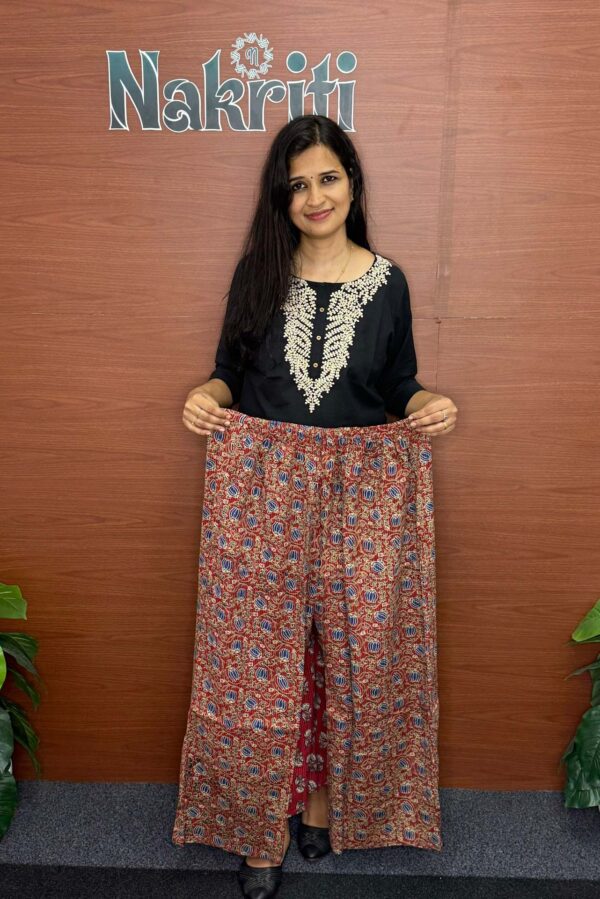 Kantha stitch cotton palazzo pants