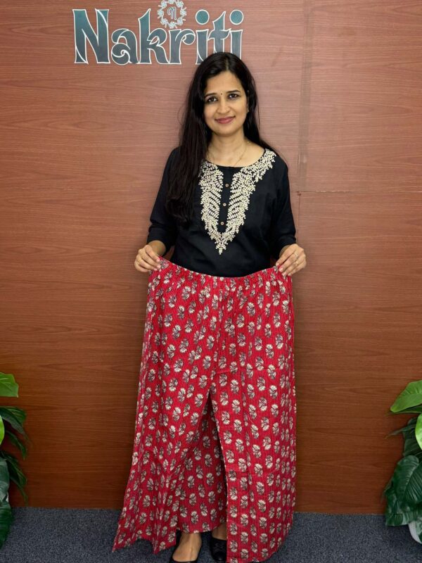 Kantha stitch cotton palazzo pants