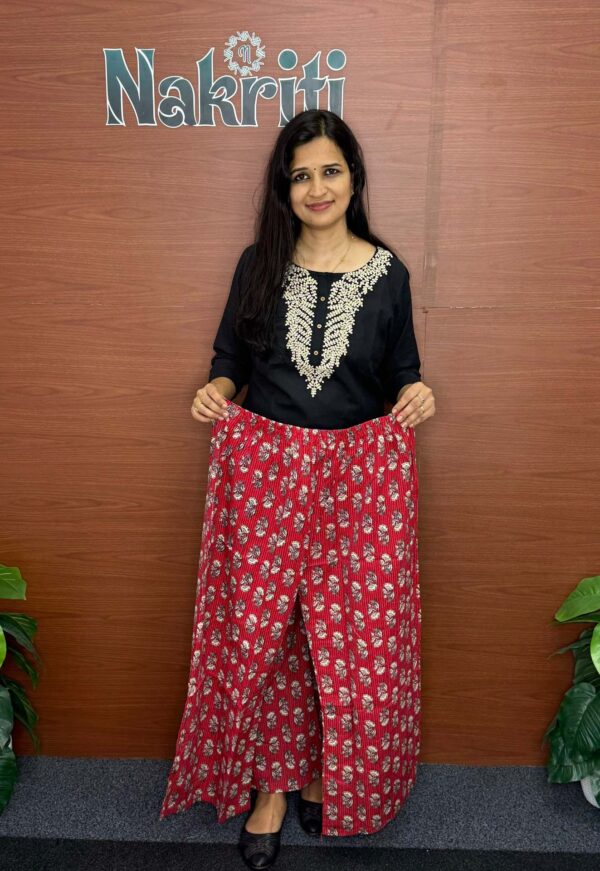 Kantha stitch cotton palazzo pants