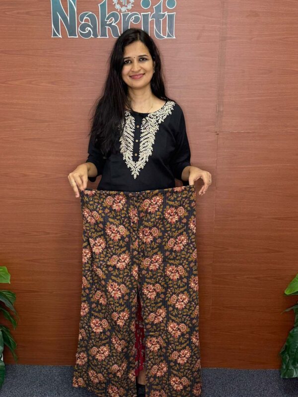 Kantha stitch cotton palazzo pants