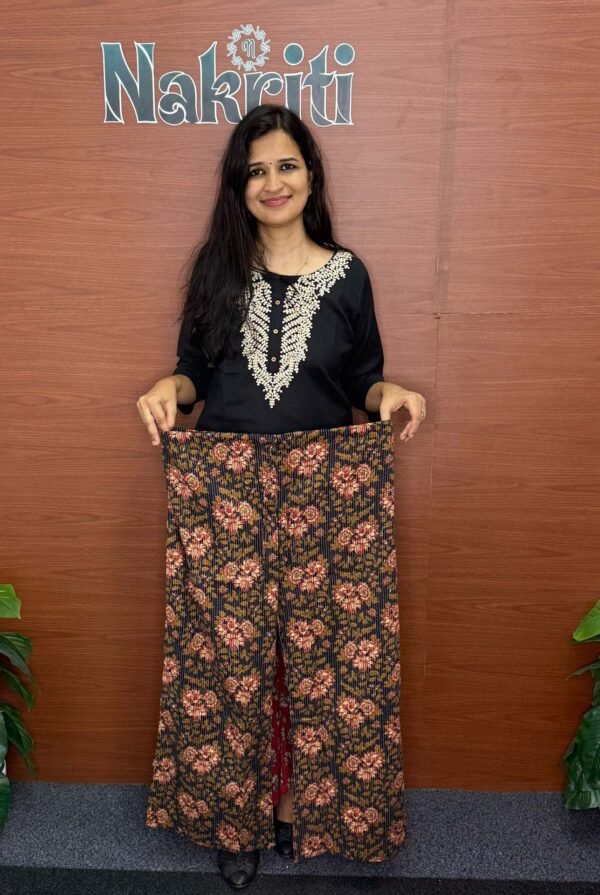 Kantha stitch cotton palazzo pants