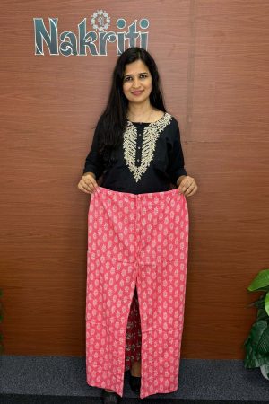 Kantha stitch cotton palazzo pants