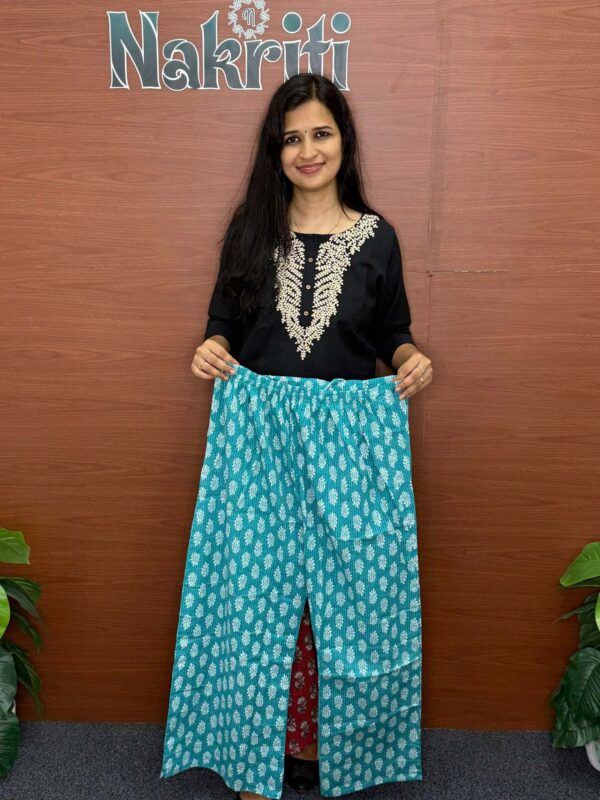 Kantha stitch cotton palazzo pants