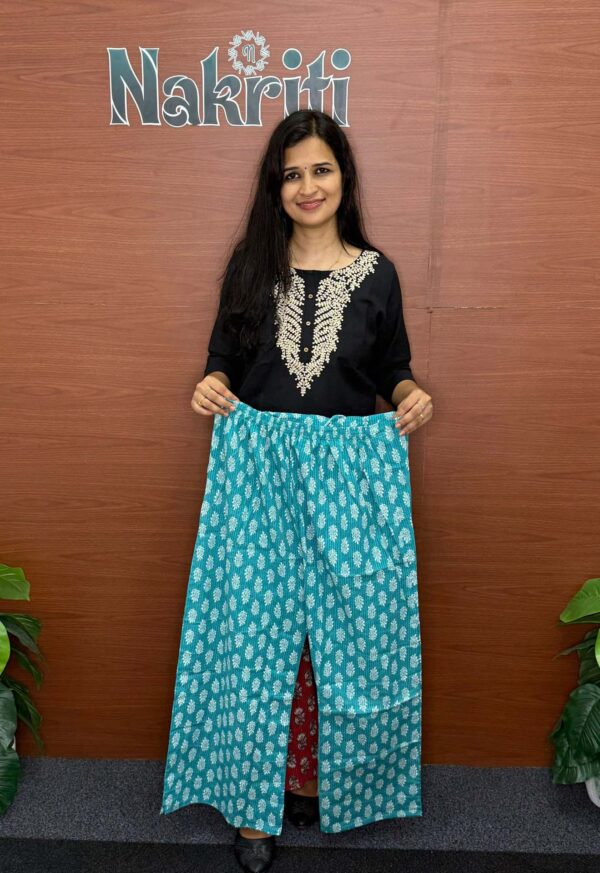 Kantha stitch cotton palazzo pants