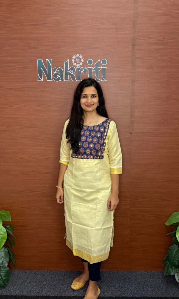 N406-9 Onam tissue silk kurti