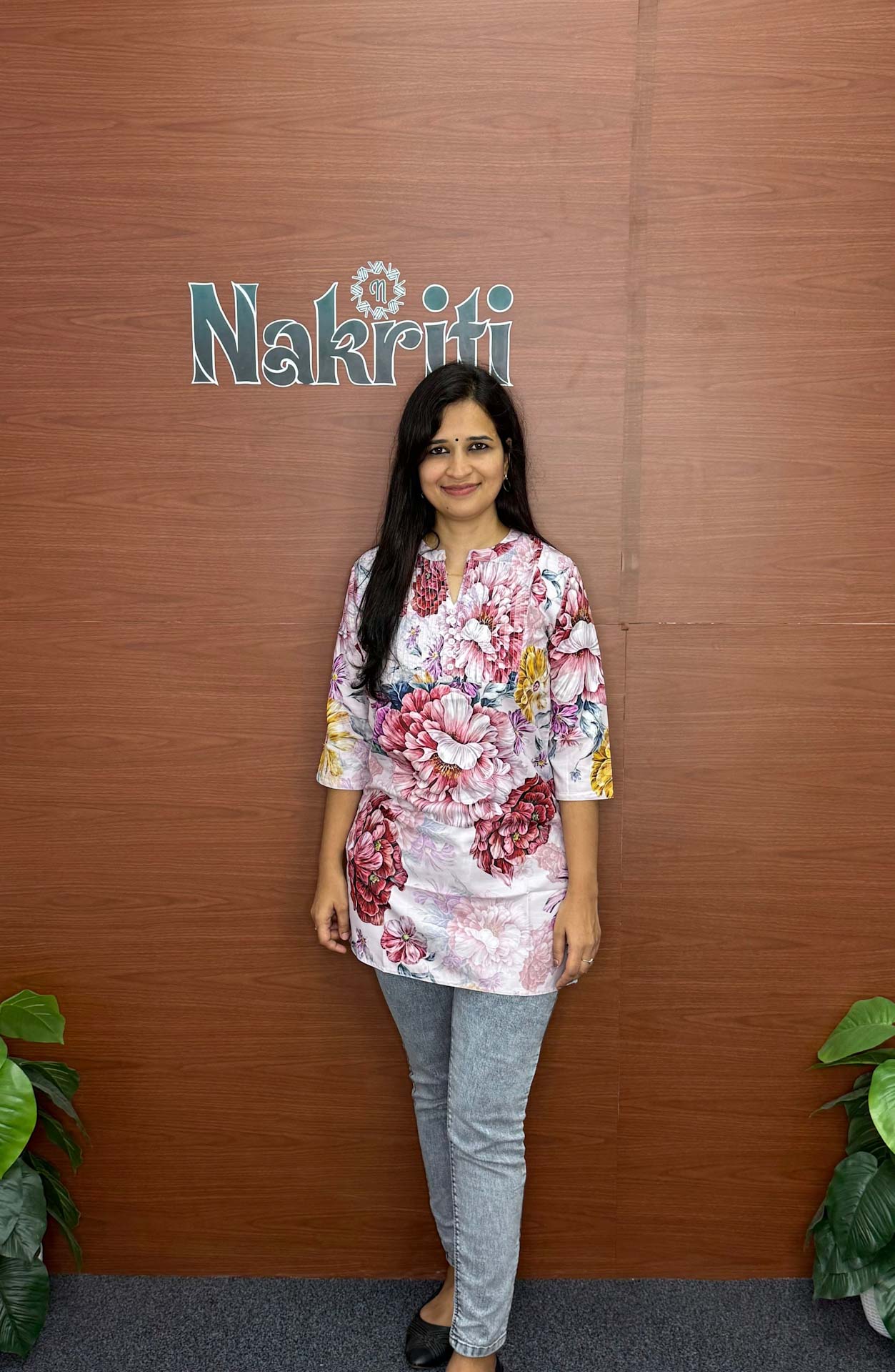 Floral print short kurti