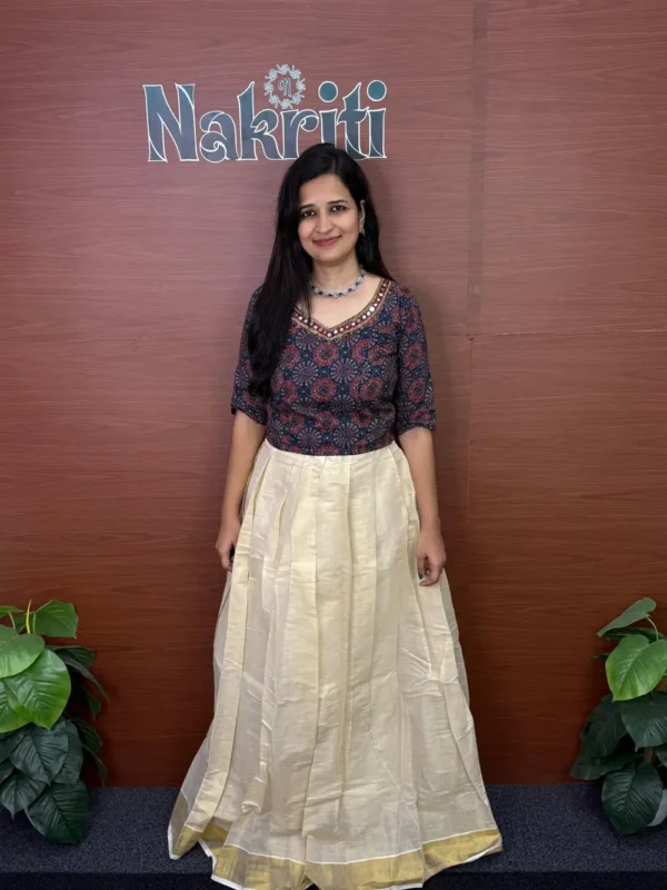 Ajrakh top & skirt set