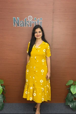 Printed a-line kurti with pocket