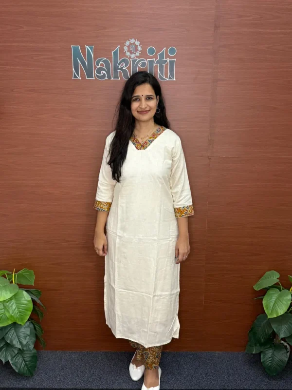 N966 Jute co-ord set with kalamkari design