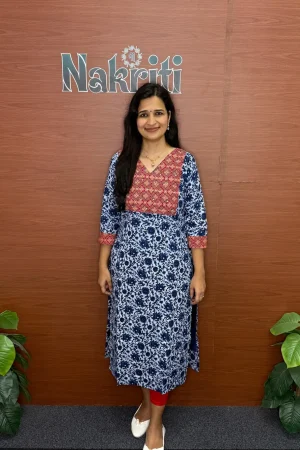 Indigo print cotton kurti