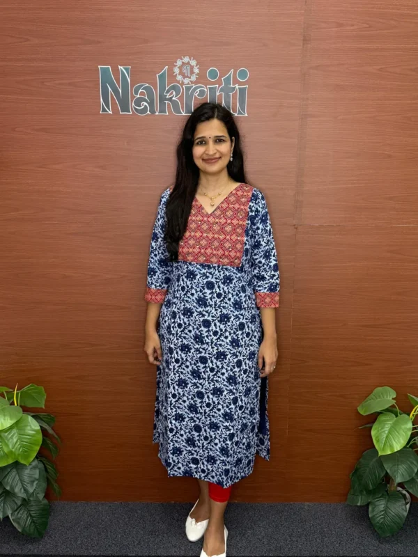 Indigo print cotton kurti
