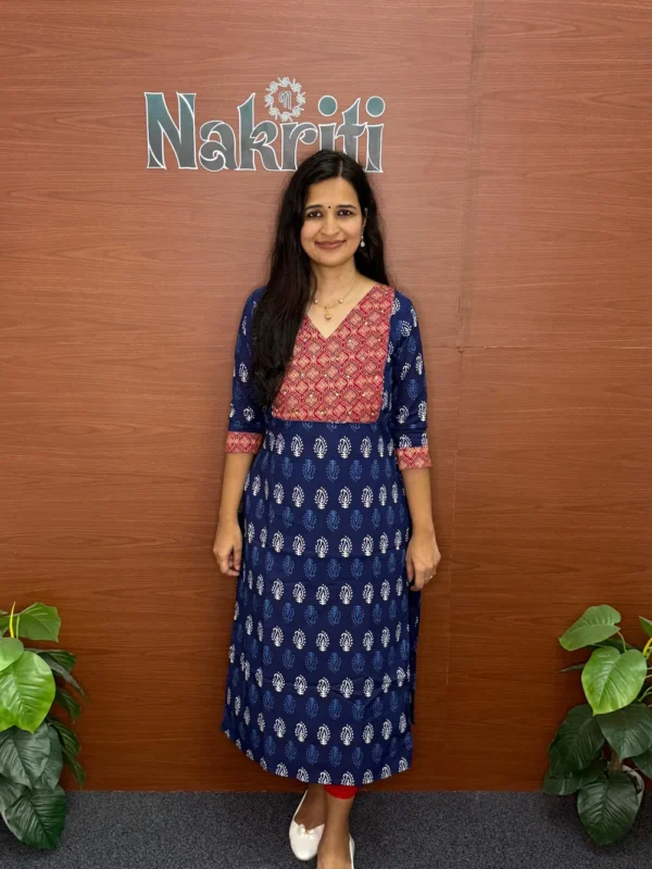 Indigo print cotton kurti