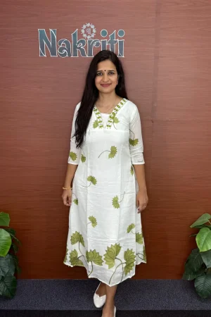 Mul cotton floral printed A-line kurti