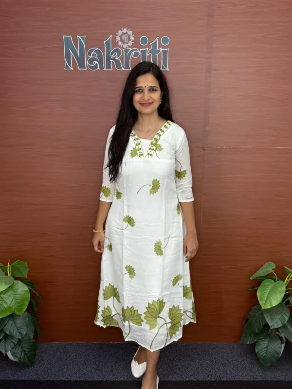 Mul cotton floral printed A-line kurti