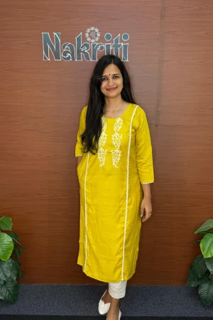 Soft silk embroidered kurti