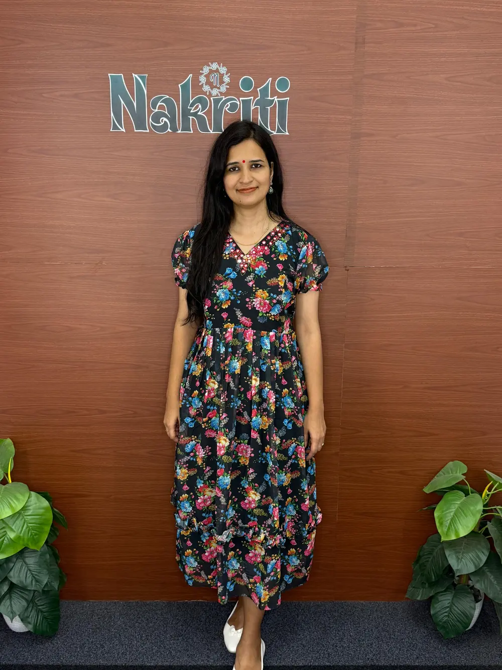 Floral print georgette frock