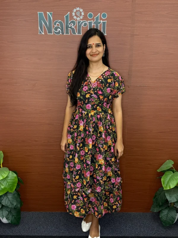 N1067-3 Floral print georgette frock