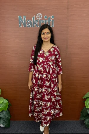 Floral print designer A-line kurti