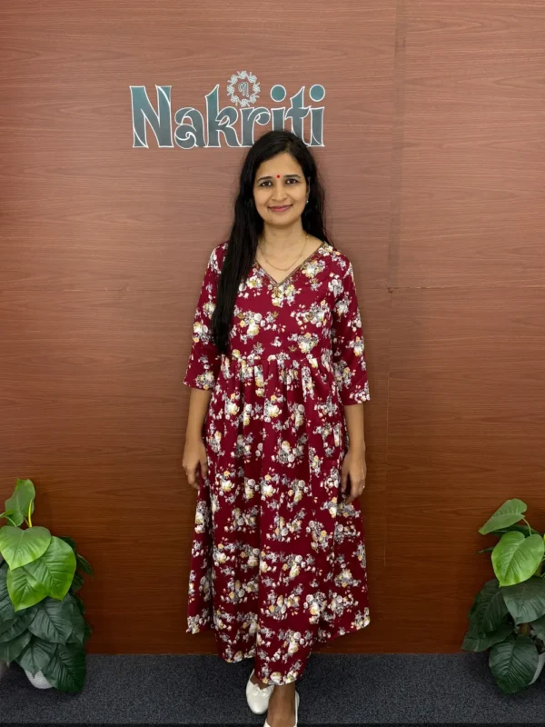 N1069-2 Floral print designer A-line kurti