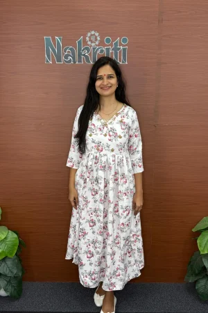 Floral print designer A-line kurti
