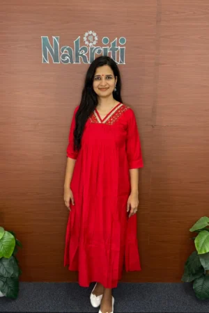 Silk designer A-line kurti