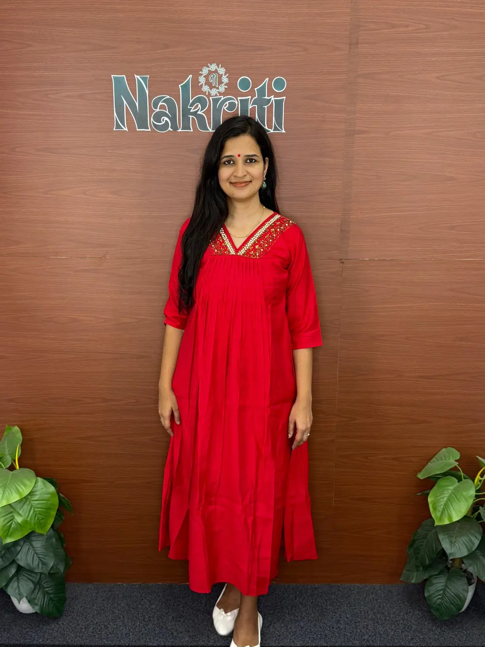 Silk designer A-line kurti
