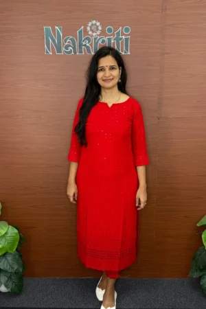 Xmas special thread embroidered kurti