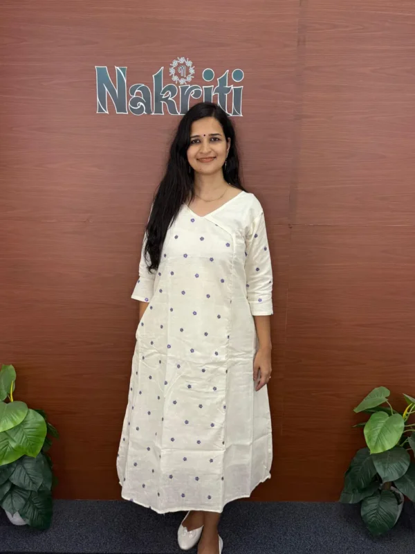 Jute cotton embroidered kurti