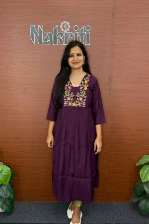 Designer silk A line kurti