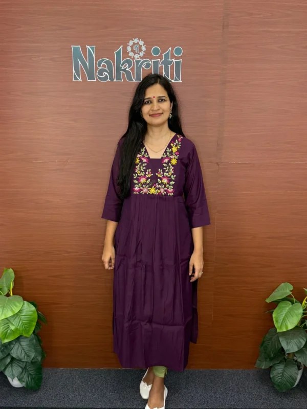 N987-4 Designer silk A line kurti