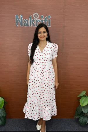 Polka dots crush georgette frock