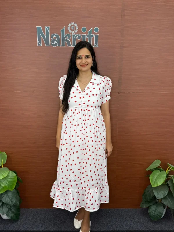 Polka dots crush georgette frock
