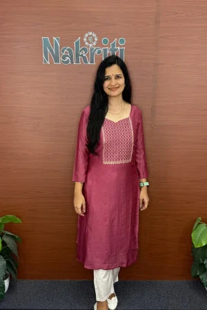 Vichitra Silk Embroidered Kurti