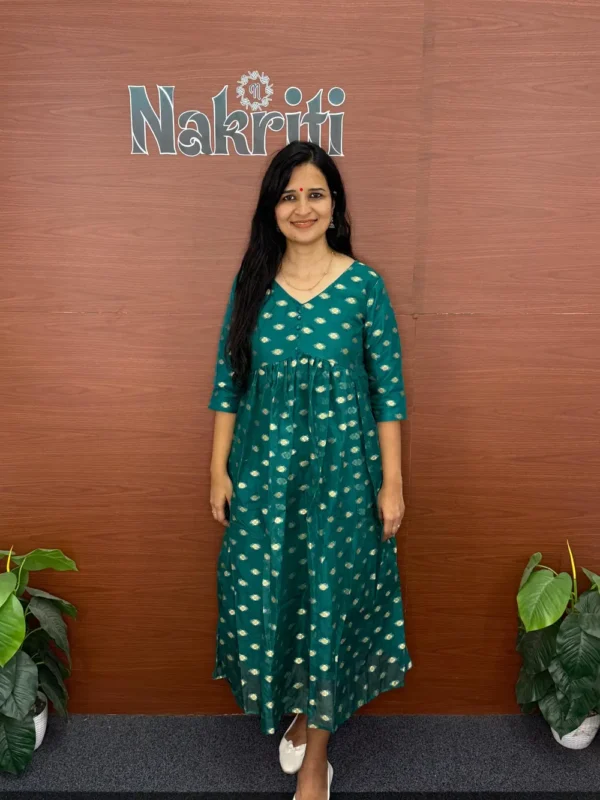 N1071-13 Organza Ethnic A-line Kurti