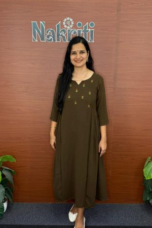 Thread Embroidered a line kurti