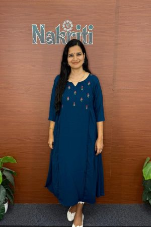 Thread Embroidered a line kurti