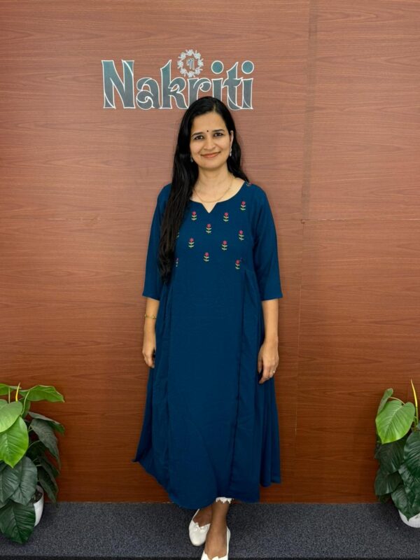 Thread Embroidered a line kurti