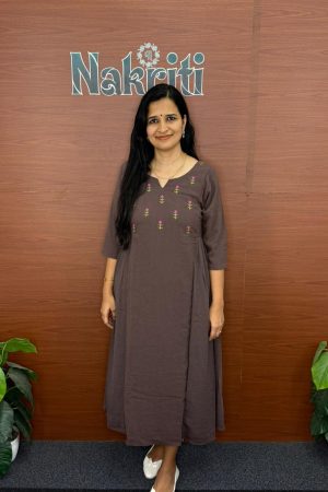 Thread Embroidered a line kurti