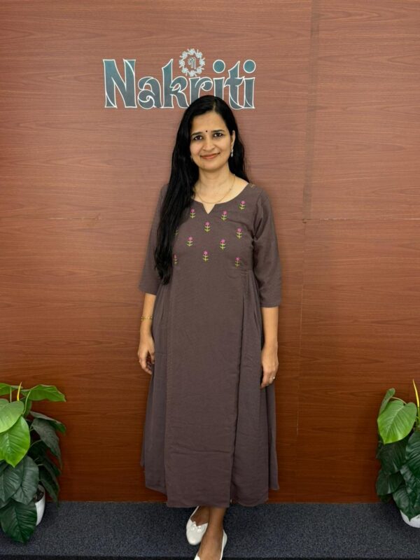 Thread Embroidered a line kurti
