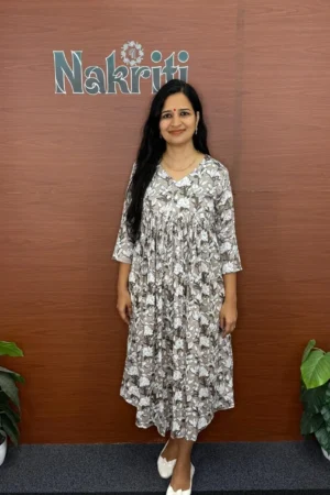 A line floral print kurti
