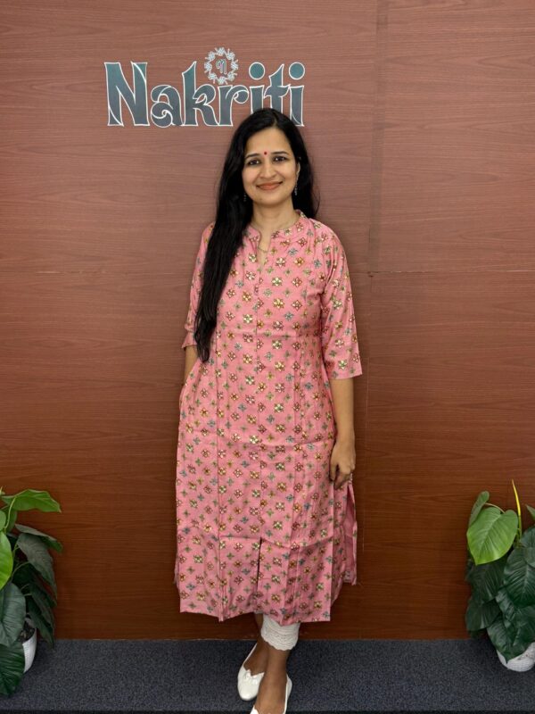 N1116 Floral Print A-line silk Kurti