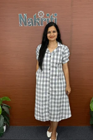Checked A-line Cotton Kurti