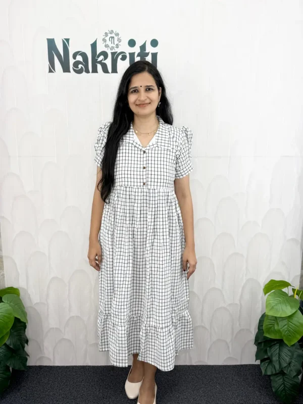 N1288-2 Checked cotton frock