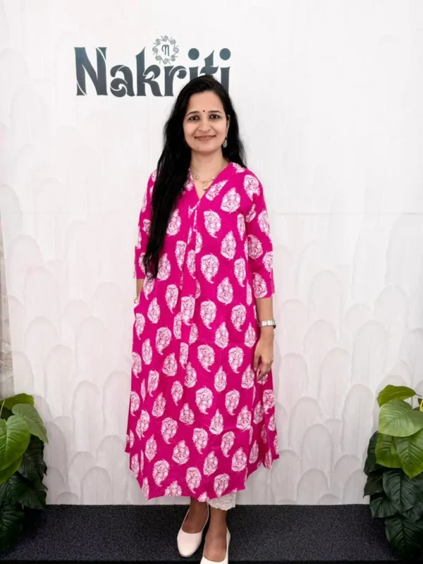 Kantha Stitch A-line Cotton Kurti