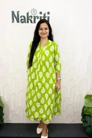 Kantha Stitch A-line Cotton Kurti