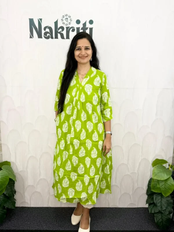 Kantha Stitch A-line Cotton Kurti