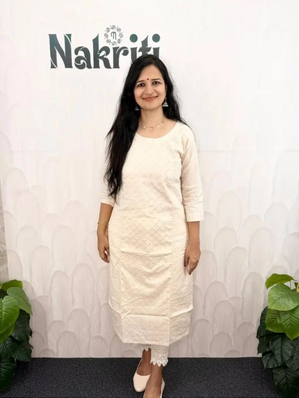 Off white premium cotton kurti